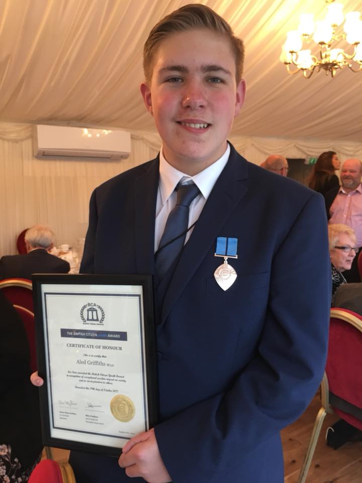 Aled receives British Citizen Youth Award