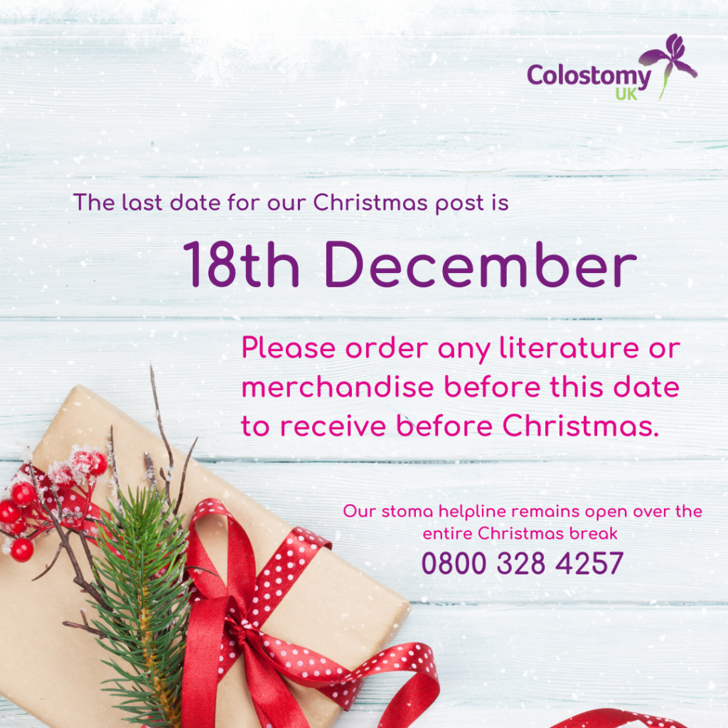 Last posting dates for Christmas Colostomy UK