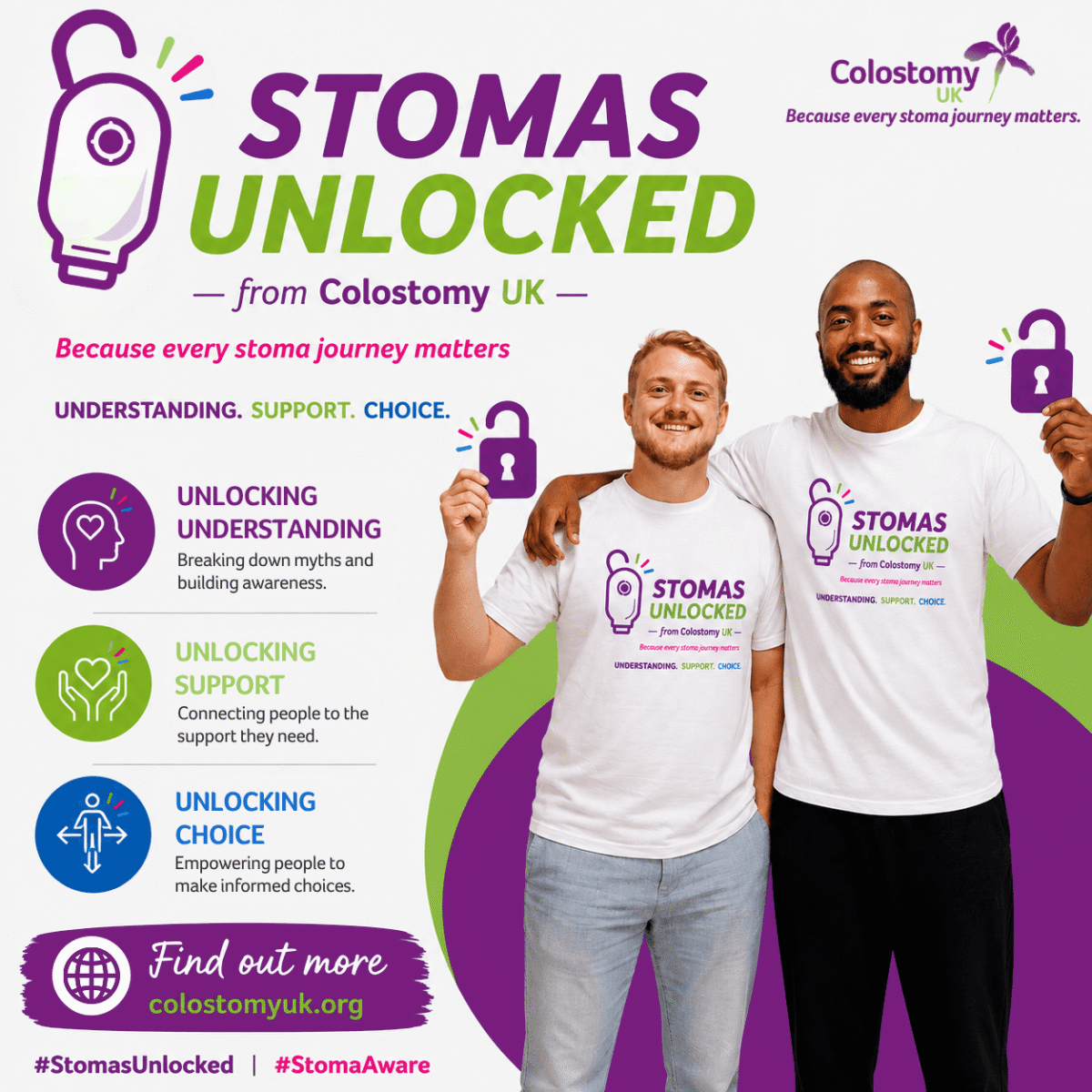 Building on the success of last year's Stoma MythBusters campaign, Stomas Unlocked is helping create a future where people living with a stoma feel understood, supported and empowered.